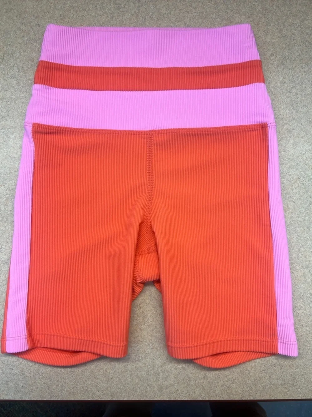 Beach Riot Samantha Short in Coral Beach Colorblock, Ribbed, Size XS, GUC